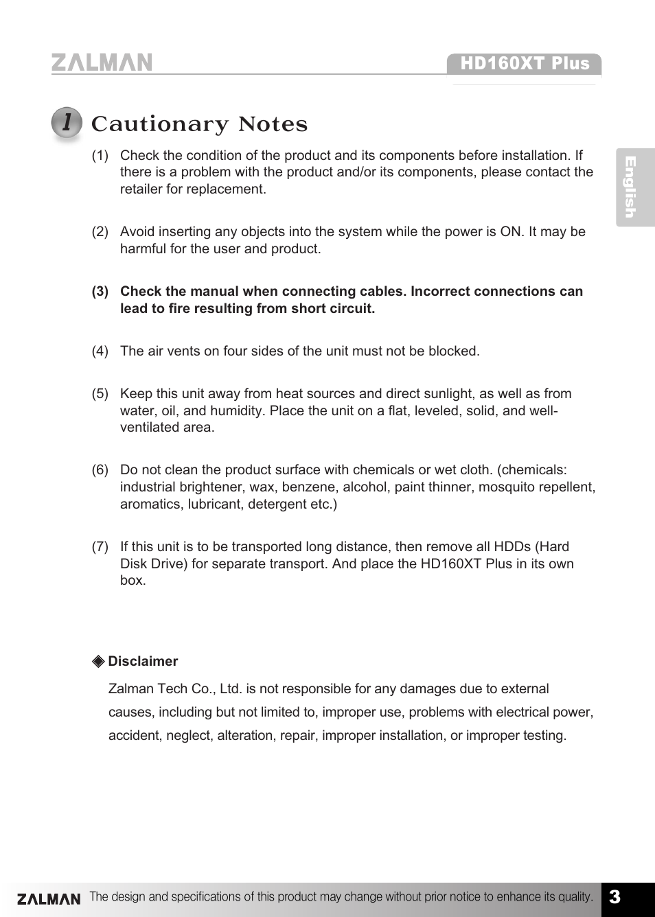 Hd160xt plus | ZALMAN HD160XT Plus User Manual | Page 3 / 14