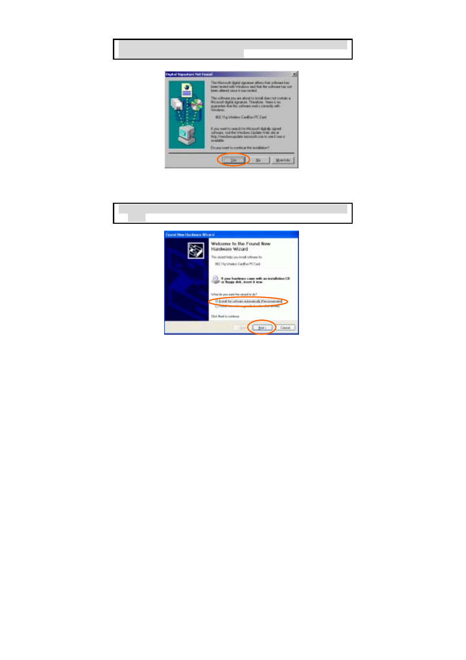 Note for windows 2000 users, Note for windows xp users | Xterasys Wireless LAN Card User Manual | Page 12 / 35