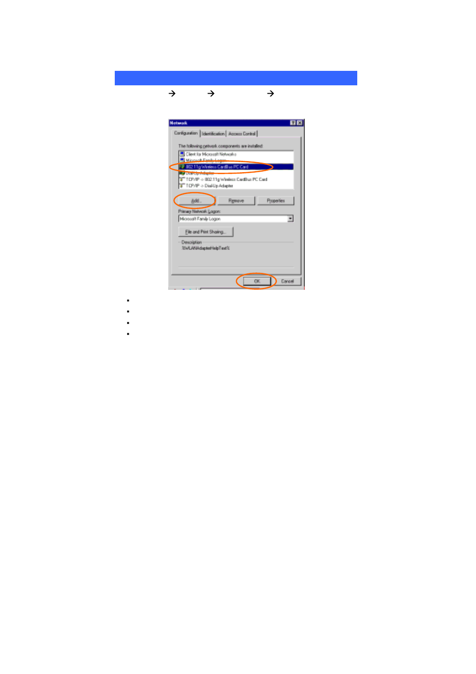 Network connection, In windows 98/me, Indows | 98/me | Xterasys Wireless LAN Card User Manual | Page 15 / 35