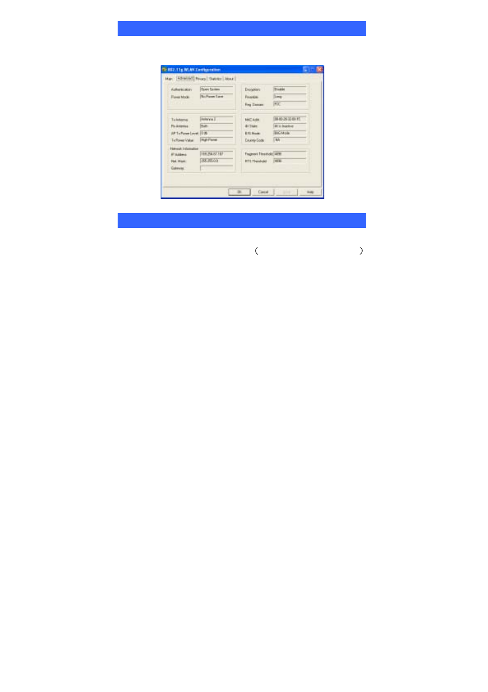 Advanced tab, Privacy tab, Dvanced | Rivacy | Xterasys Wireless LAN Card User Manual | Page 28 / 35