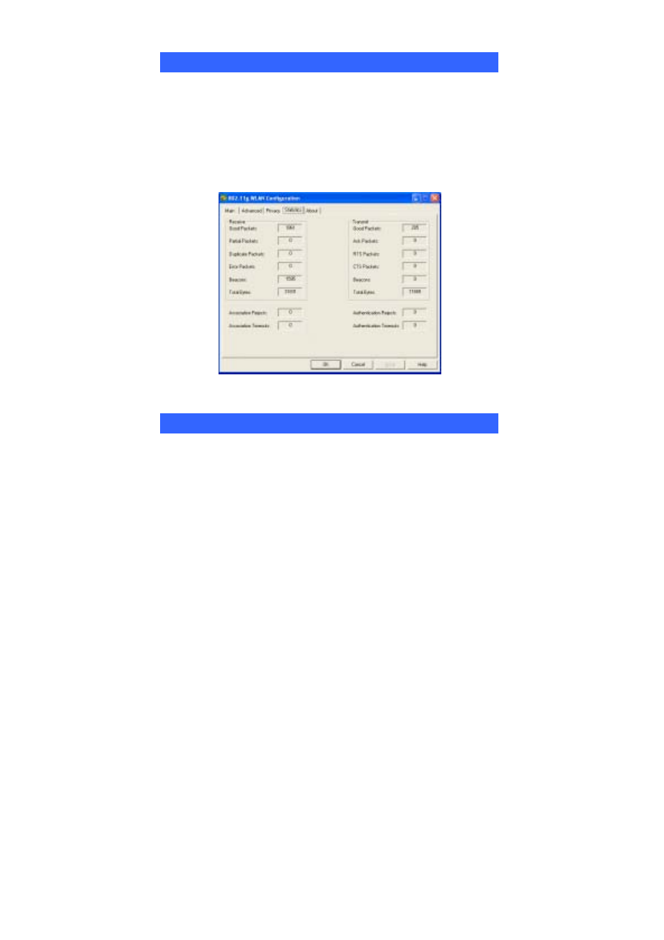 Statistics tab, About tab, Tatistics | Bout | Xterasys Wireless LAN Card User Manual | Page 32 / 35