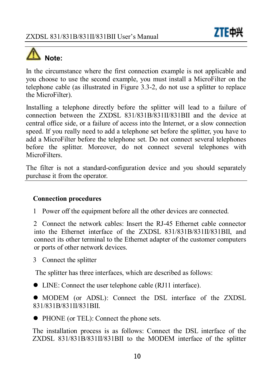 ZTE ZXDSL 831 User Manual | Page 15 / 20