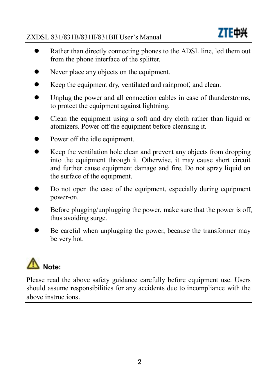 ZTE ZXDSL 831 User Manual | Page 7 / 20