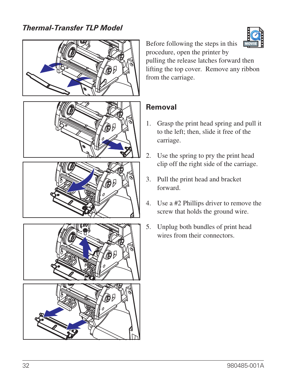 Thermal-transfer tlp model 32 | Zebra Technologies TLP 2824 User Manual | Page 40 / 60