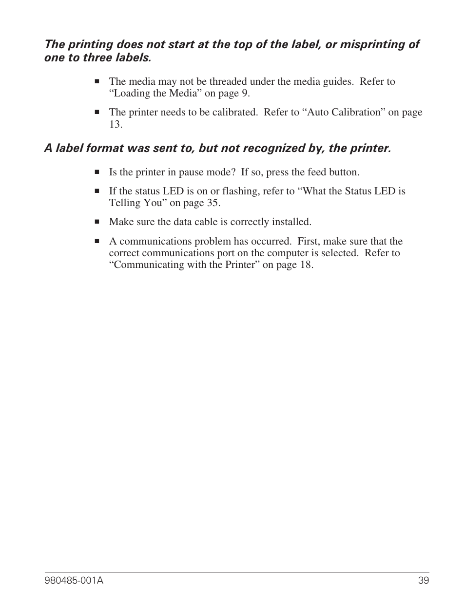 Make sure the data cable is correctly installed | Zebra Technologies TLP 2824 User Manual | Page 47 / 60