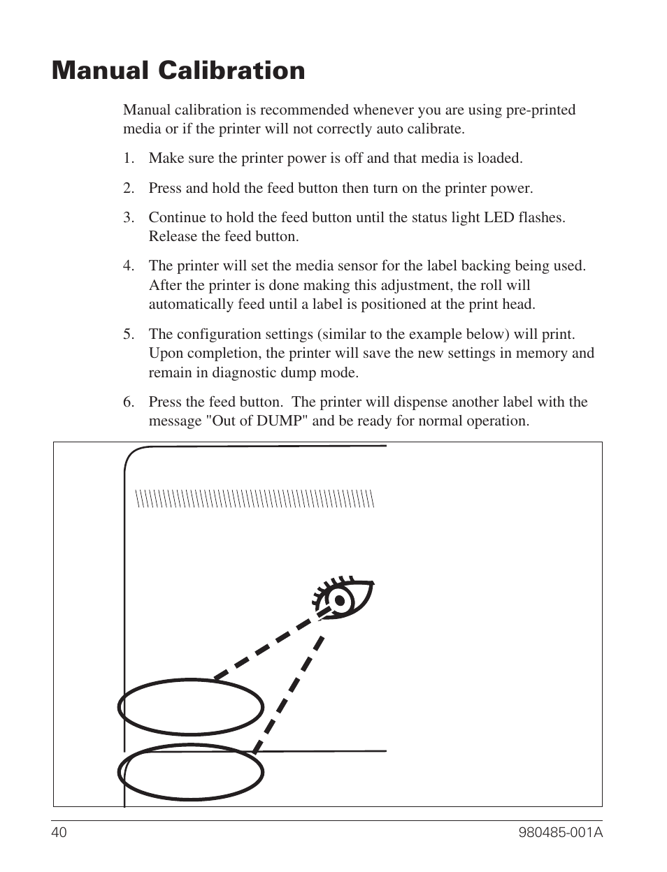 Manual calibration 40, Manual calibration | Zebra Technologies TLP 2824 User Manual | Page 48 / 60