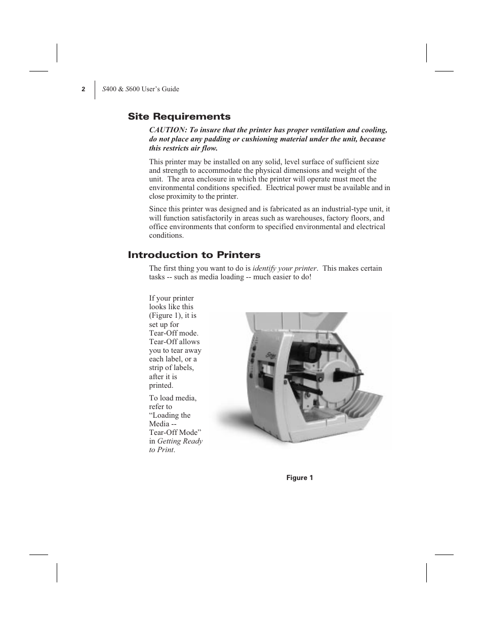 Site requirements, Introduction to printers | Zebra Technologies 600 User Manual | Page 10 / 78