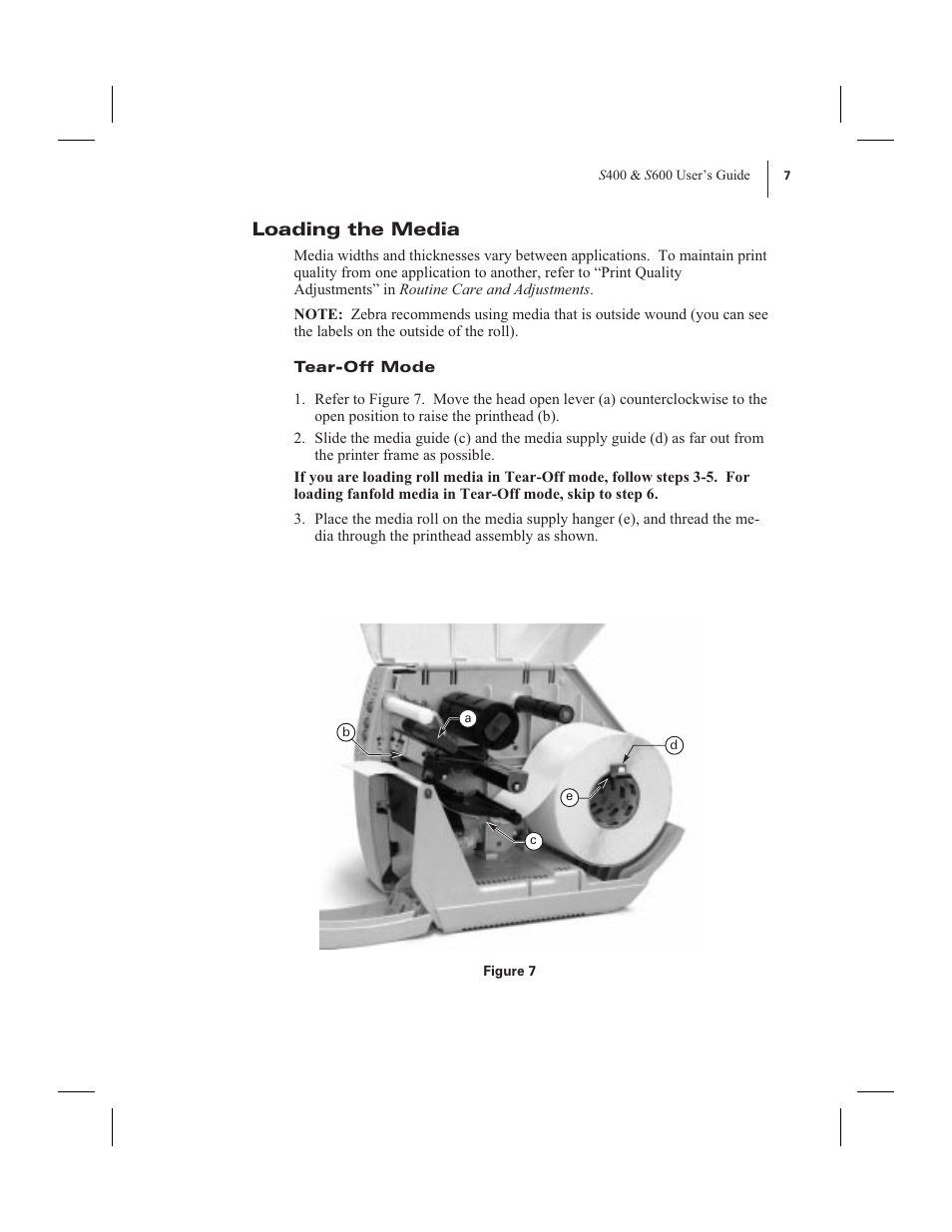 Loading the media | Zebra Technologies 600 User Manual | Page 15 / 78