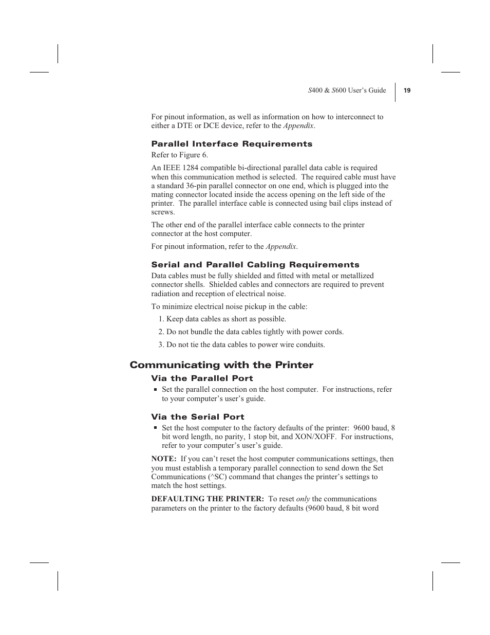 Communicating with the printer | Zebra Technologies 600 User Manual | Page 27 / 78