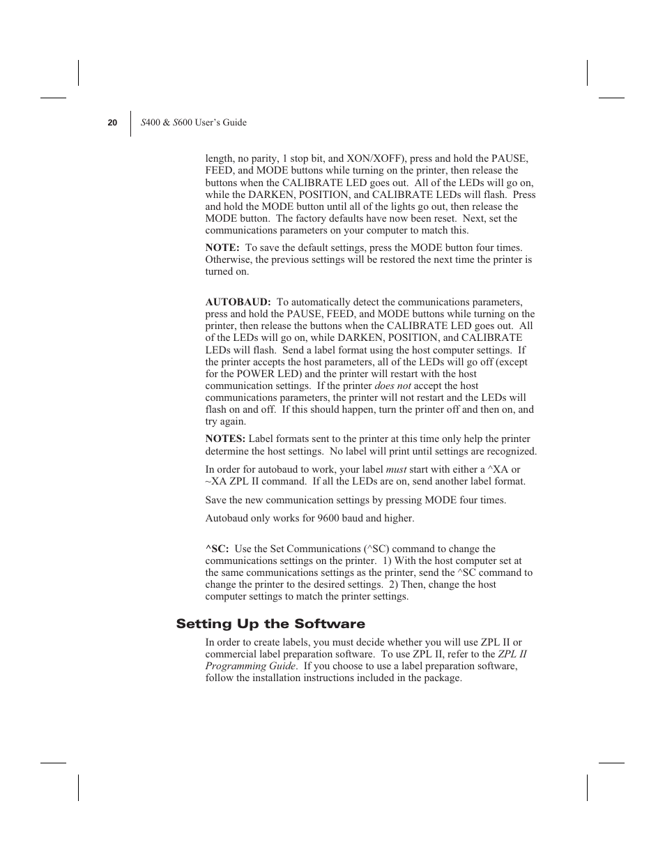 Setting up the software | Zebra Technologies 600 User Manual | Page 28 / 78