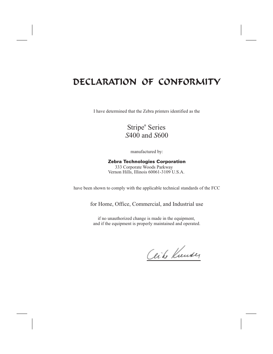 Declaration of conformity | Zebra Technologies 600 User Manual | Page 3 / 78