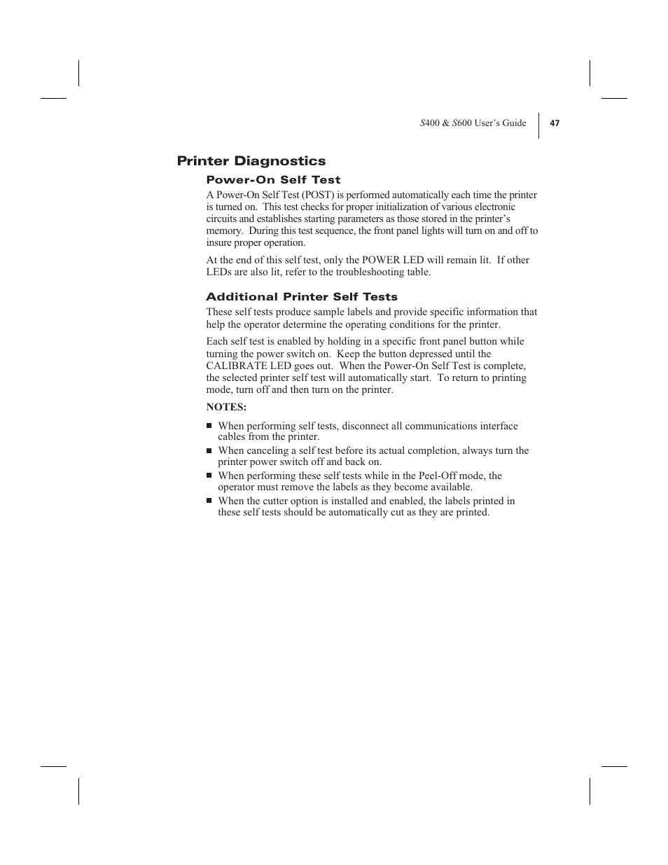 Printer diagnostics | Zebra Technologies 600 User Manual | Page 55 / 78