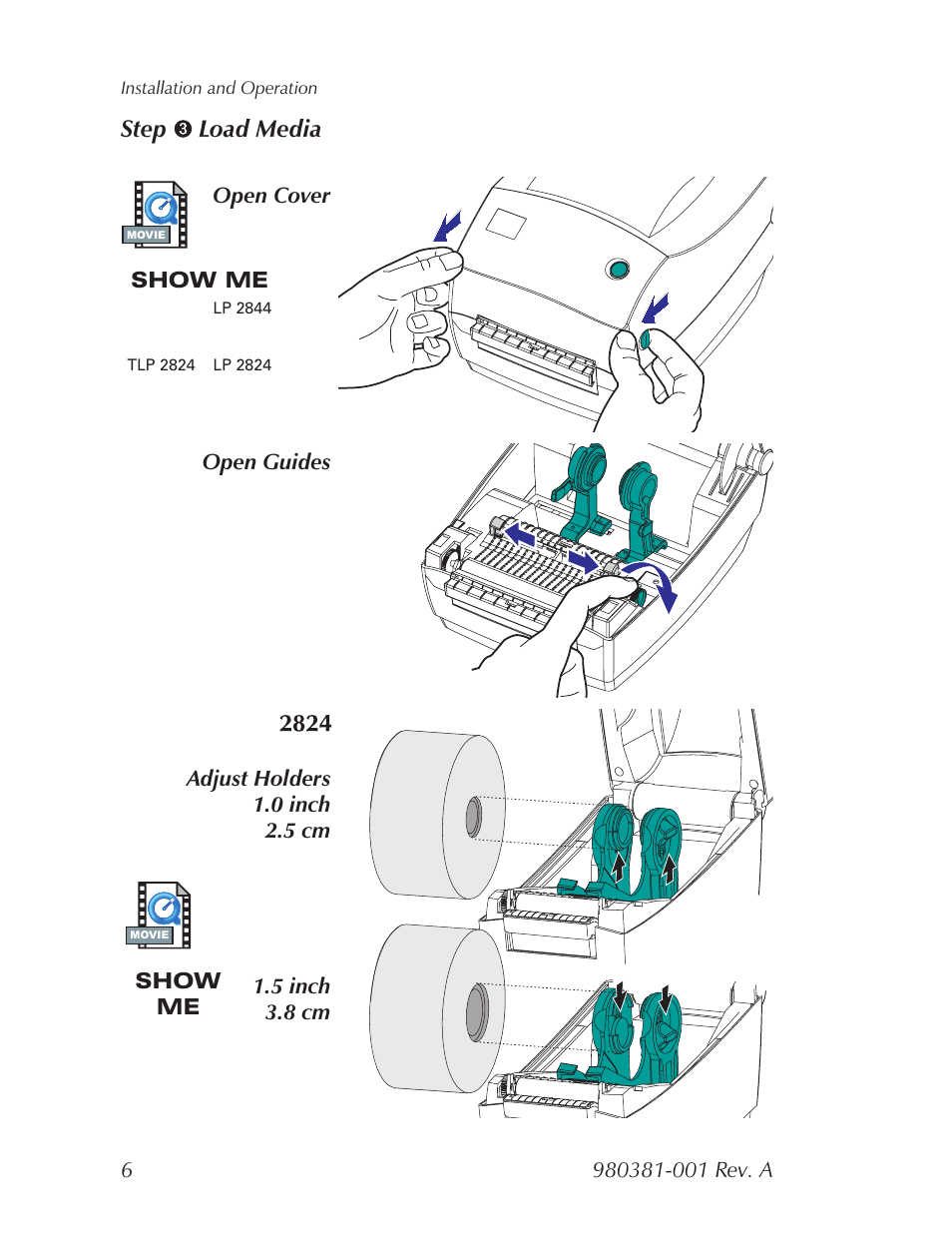 Load media, Step load media | Zebra Technologies 2824 User Manual | Page 12 / 21