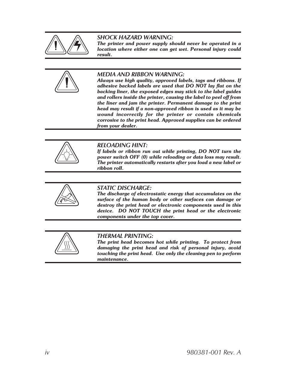 Cautions and warnings | Zebra Technologies 2824 User Manual | Page 4 / 21