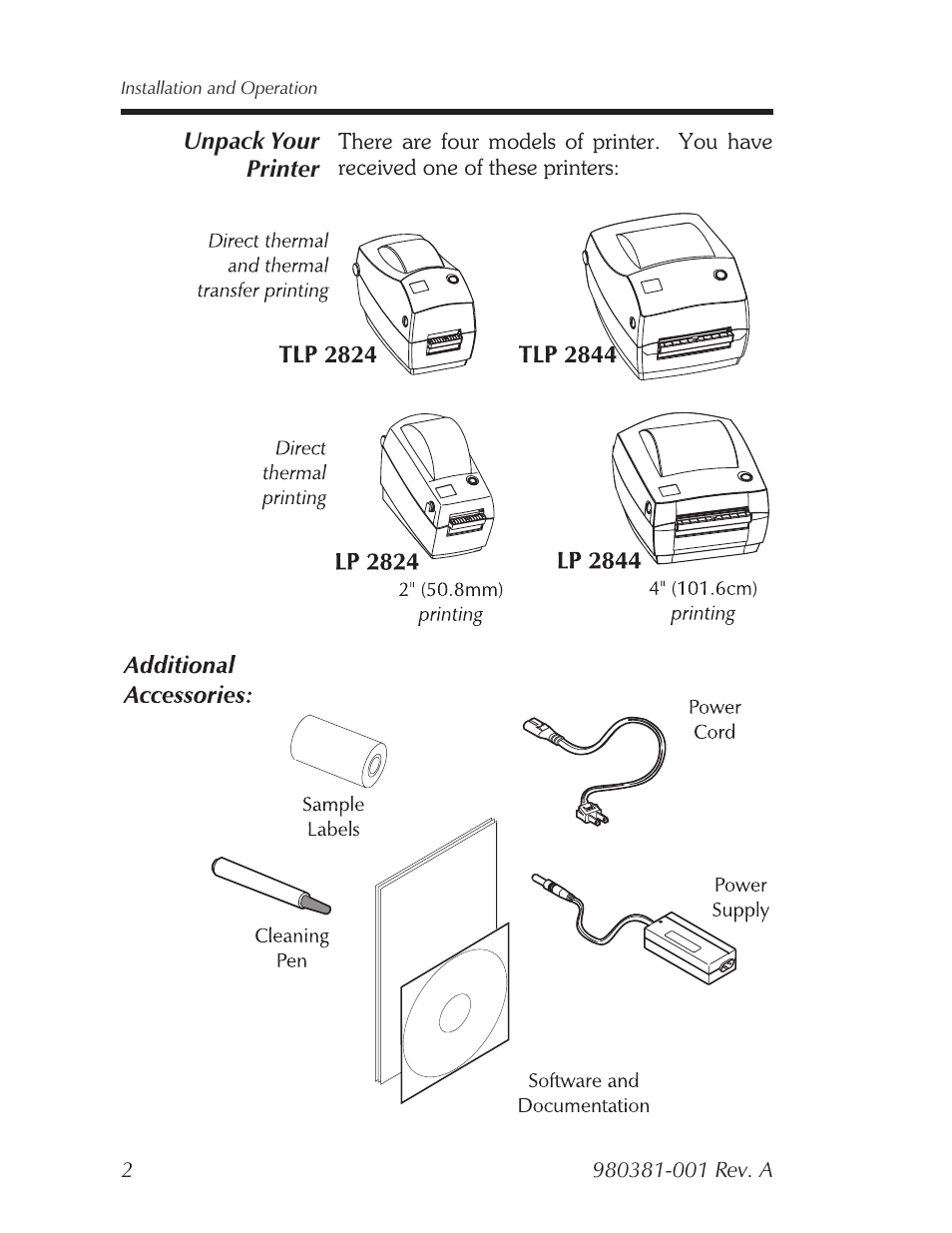 Unpack your printer | Zebra Technologies 2824 User Manual | Page 8 / 21