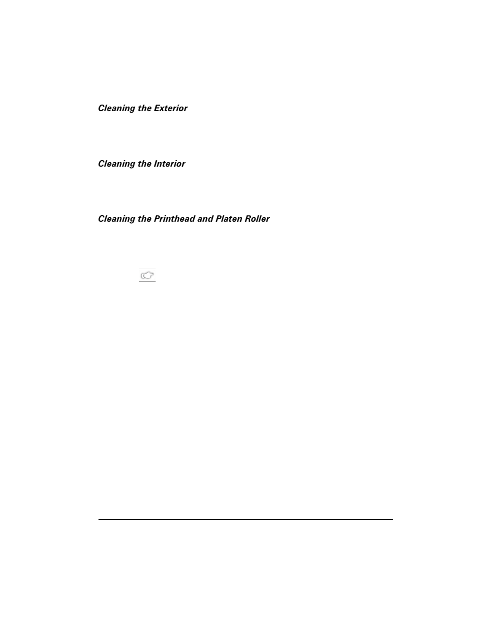 Cleaning the exterior, Cleaning the interior, Cleaning the printhead and platen roller | Zebra Technologies S400 User Manual | Page 37 / 94