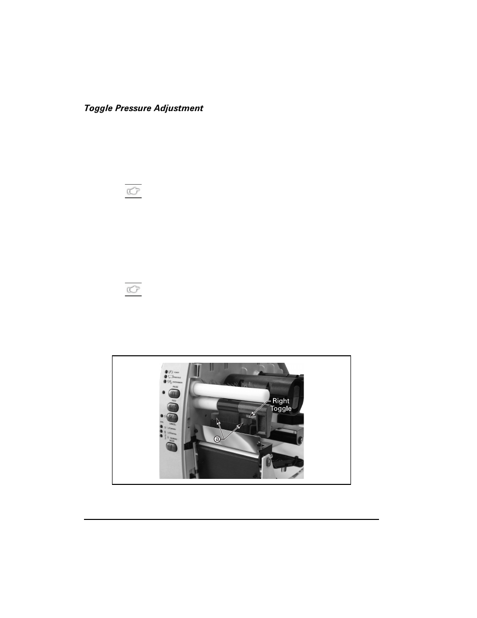 Toggle pressure adjustment | Zebra Technologies S400 User Manual | Page 48 / 94