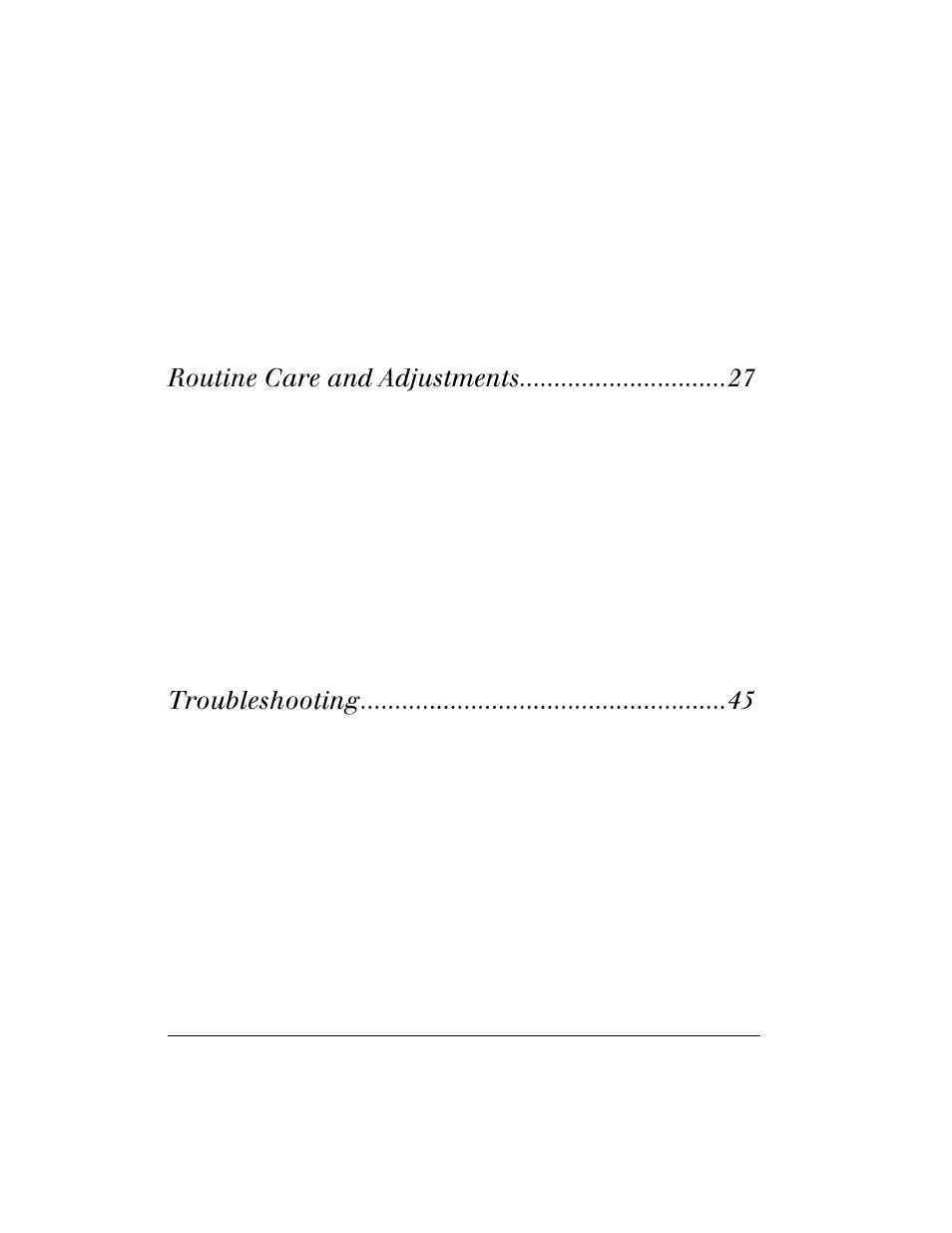 Connecting the printer and computer 23, Communicating with the printer 24, Setting up the software 26 | Routine care and adjustments 27, Cleaning 27, Lubrication 37, Ac power fuse replacement 38, Mechanical adjustments 38, Troubleshooting 45, Troubleshooting tables 45 | Zebra Technologies S400 User Manual | Page 6 / 94