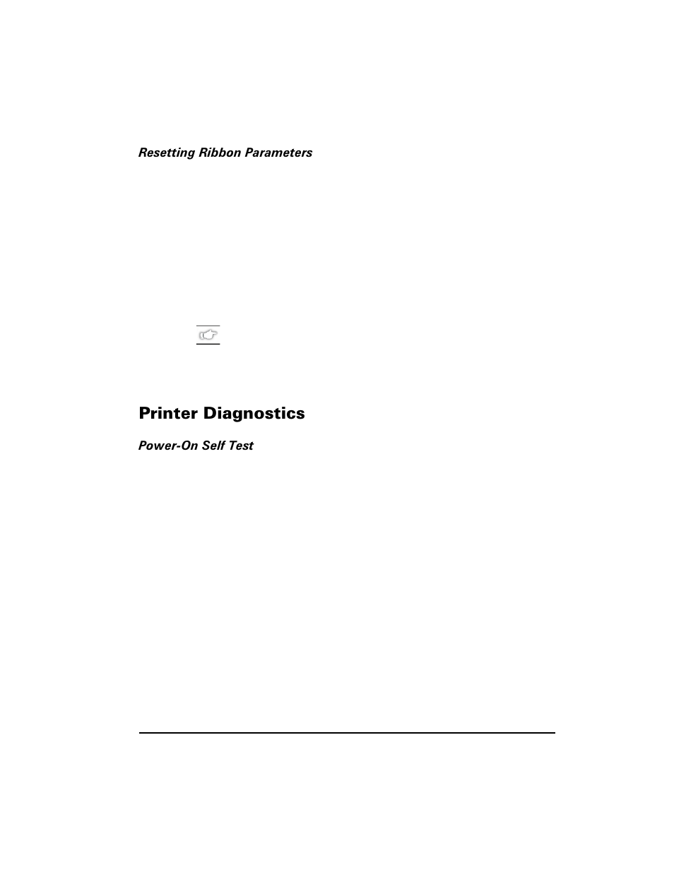 Resetting ribbon parameters, Printer diagnostics, Power-on self test | 3ulqwhu 'ldjqrvwlfv | Zebra Technologies S400 User Manual | Page 63 / 94