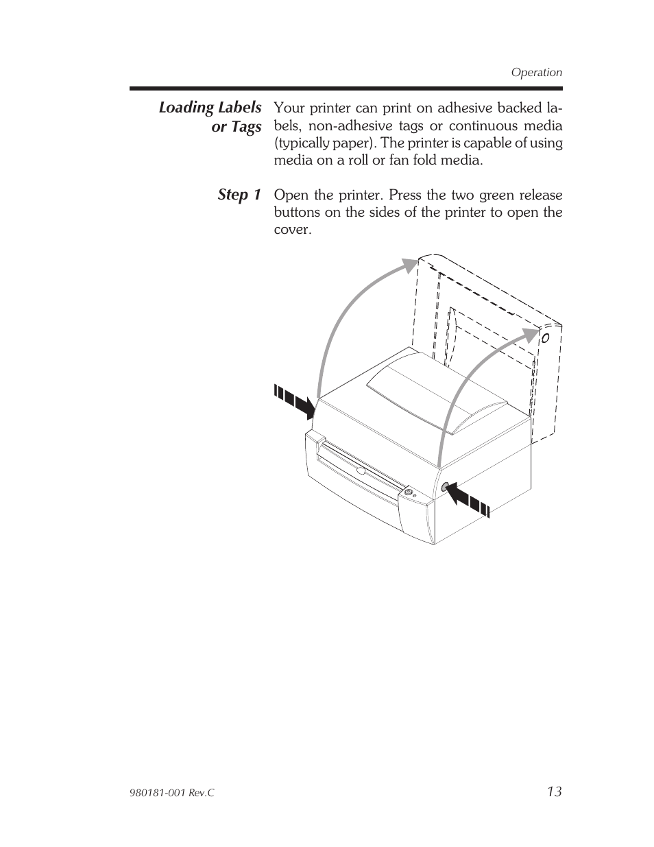 Loading la bels or tags 13 | Zebra Technologies Printers User Manual | Page 21 / 69