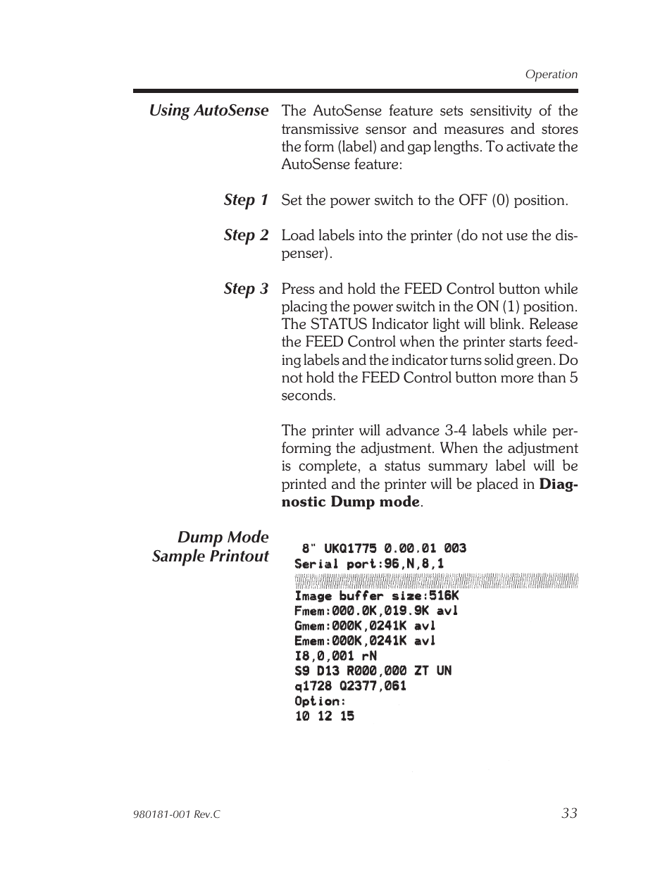 Using autosense 33 | Zebra Technologies Printers User Manual | Page 41 / 69