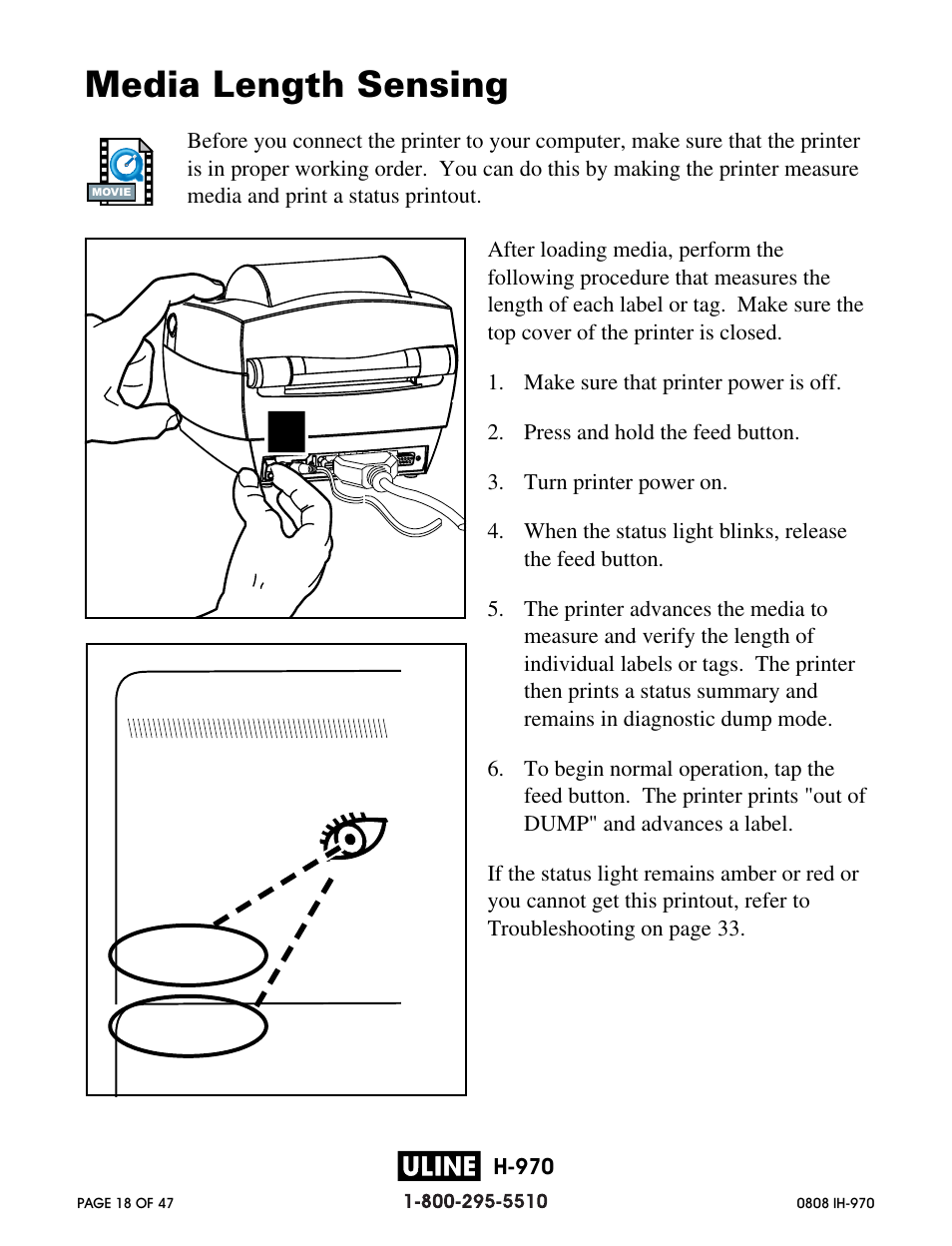 Media length sensing, H-970 | Zebra Technologies 2844 Printer User Manual | Page 18 / 47