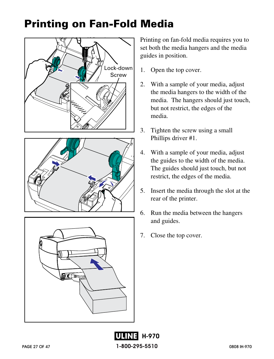 Printing on fan-fold media | Zebra Technologies 2844 Printer User Manual | Page 27 / 47