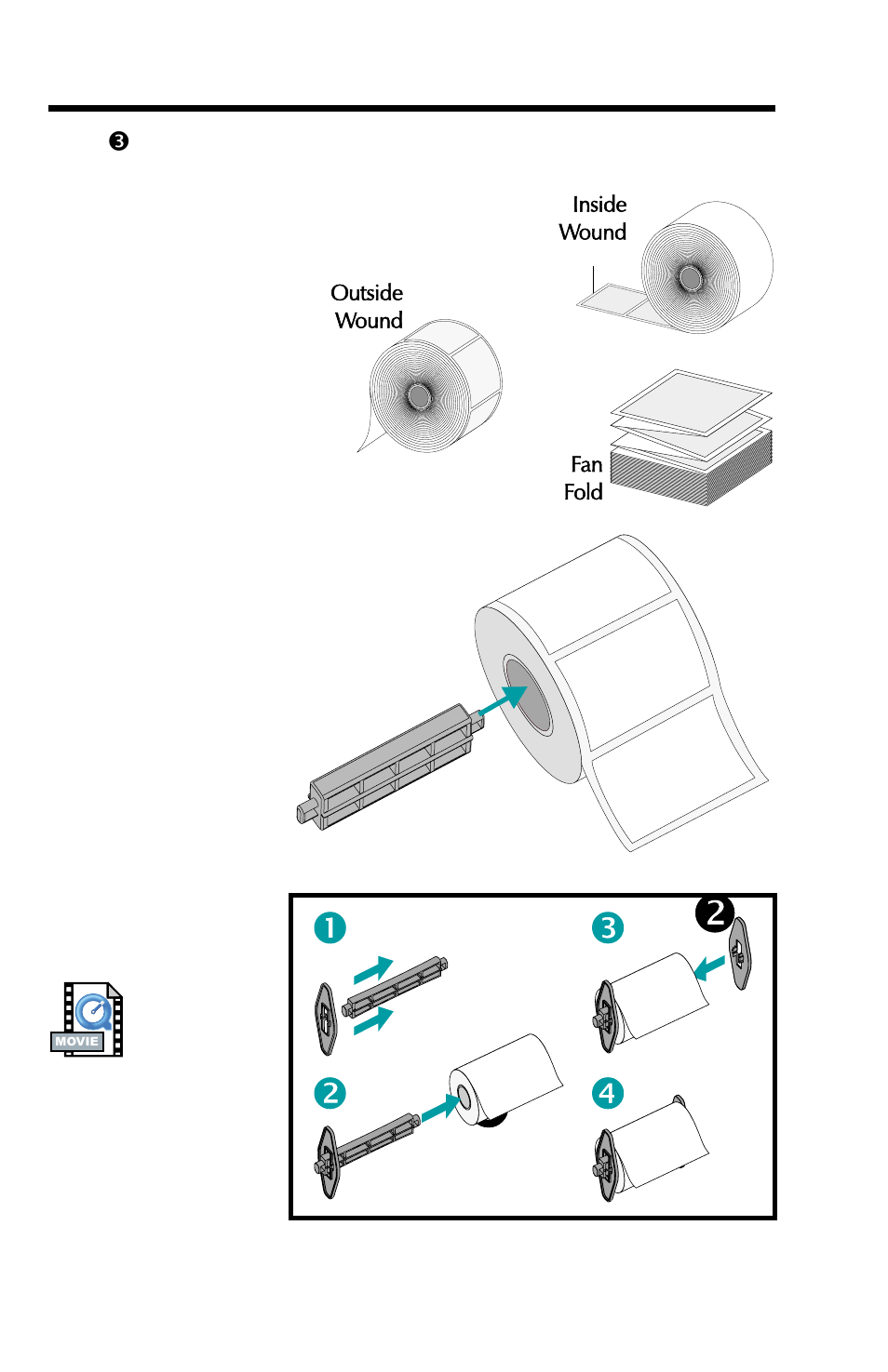 Step 3 - load media (cont.), 2722 install roll media, Installation and operation | Zebra Technologies 2742 User Manual | Page 12 / 30