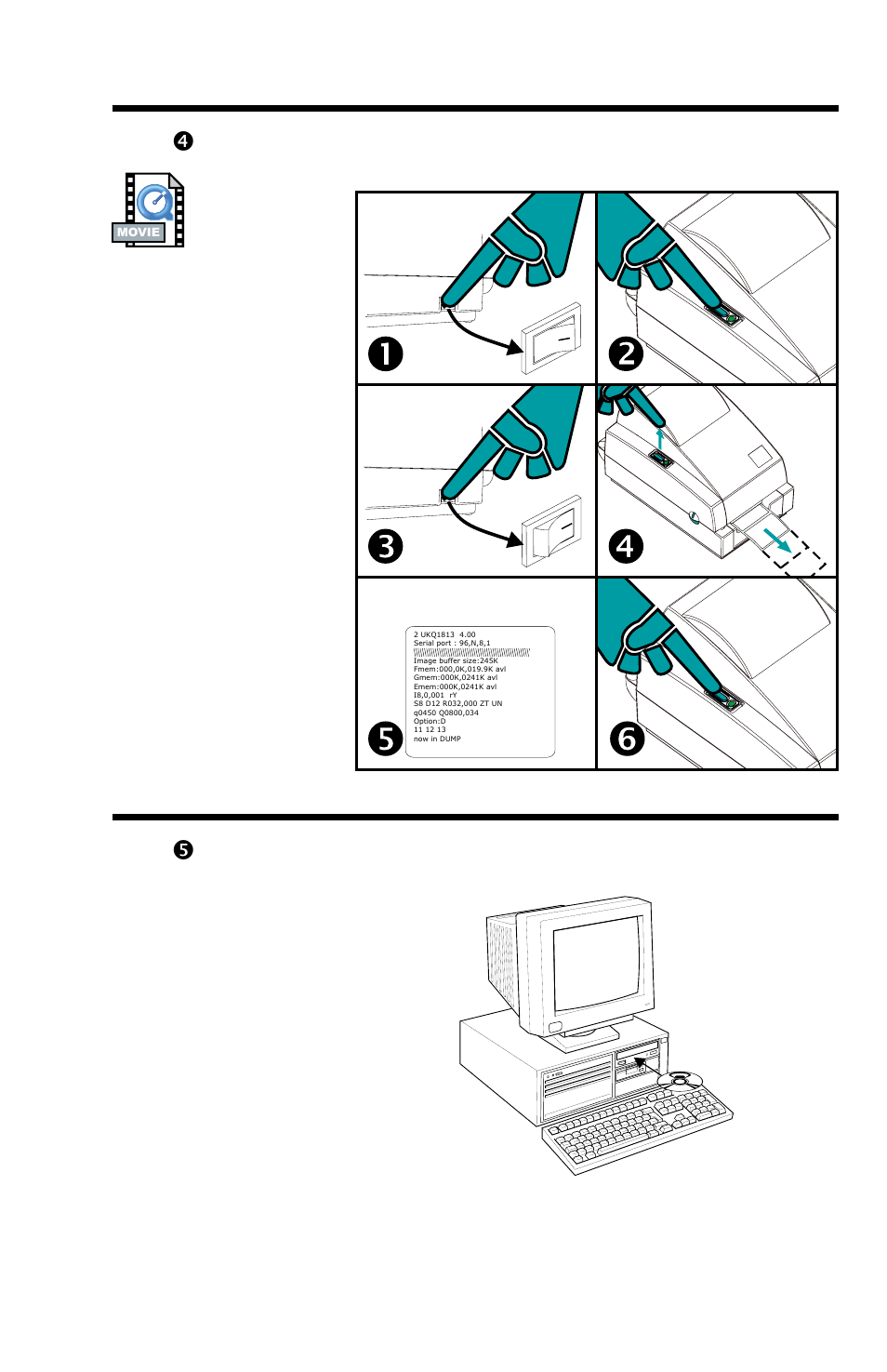 Autosense 13, In stall soft ware 13, Autosense | Install software, Step 4 - autosense step 5 - install software, Installation and operation, Dump mode printout) | Zebra Technologies 2742 User Manual | Page 17 / 30