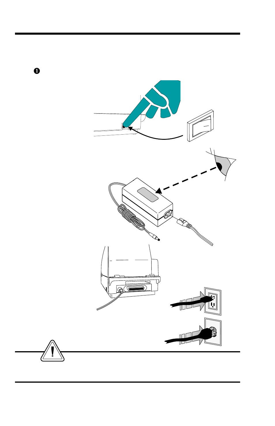 In stal la tion 4, At tach power 4, Installation | Attach power, Step 1 - attach power, Shock hazard warning see page iv | Zebra Technologies 2742 User Manual | Page 8 / 30