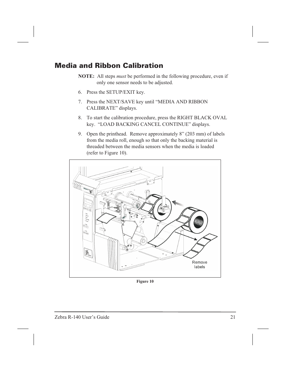 Configuring the software or printer driver 20, Printer driver con fig u ra tion 20, Soft ware con fig u ra tion 20 | Media and ribbon calibration | Zebra Technologies R-140 User Manual | Page 30 / 126