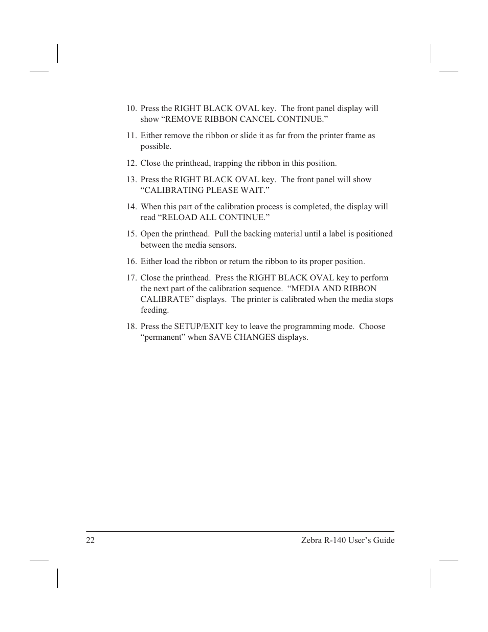 Media and ribbon calibration 21, Me dia and rib bon 21 | Zebra Technologies R-140 User Manual | Page 31 / 126