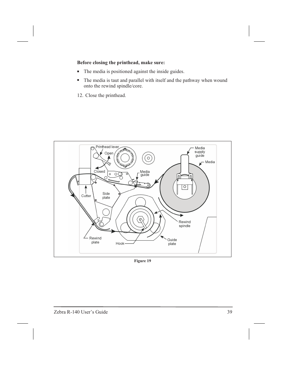 Re wind (with cut ter) 38 | Zebra Technologies R-140 User Manual | Page 48 / 126