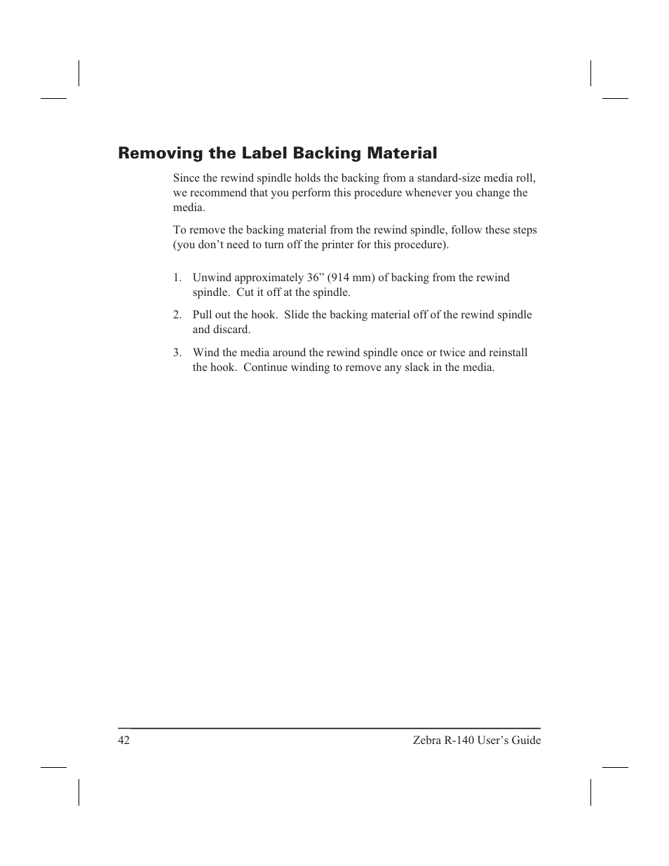 Removing the label backing material | Zebra Technologies R-140 User Manual | Page 51 / 126