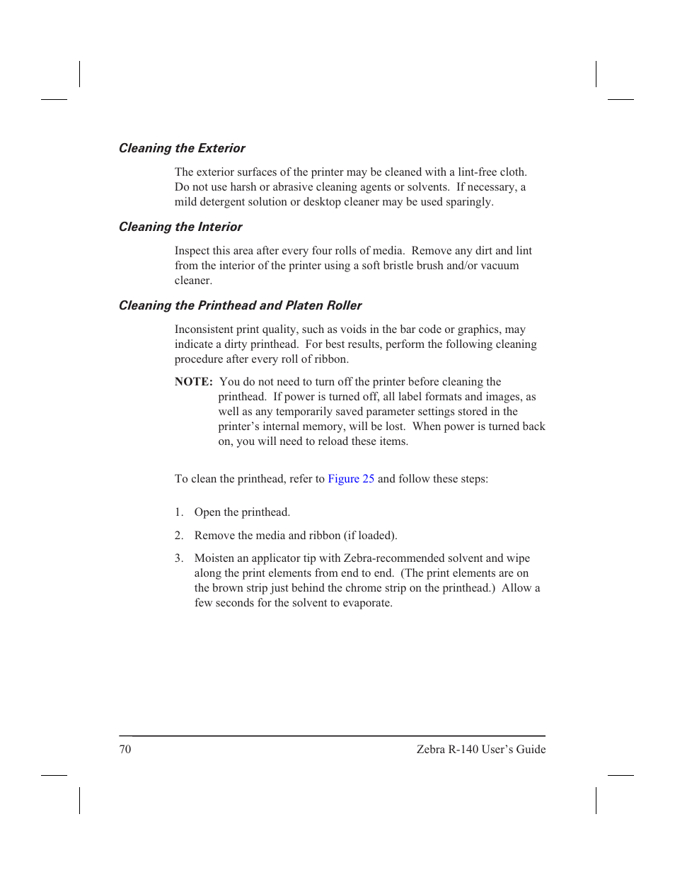 Routine care and adjustment, Cleaning 69, Cleaning sched ule 69 | Zebra Technologies R-140 User Manual | Page 79 / 126