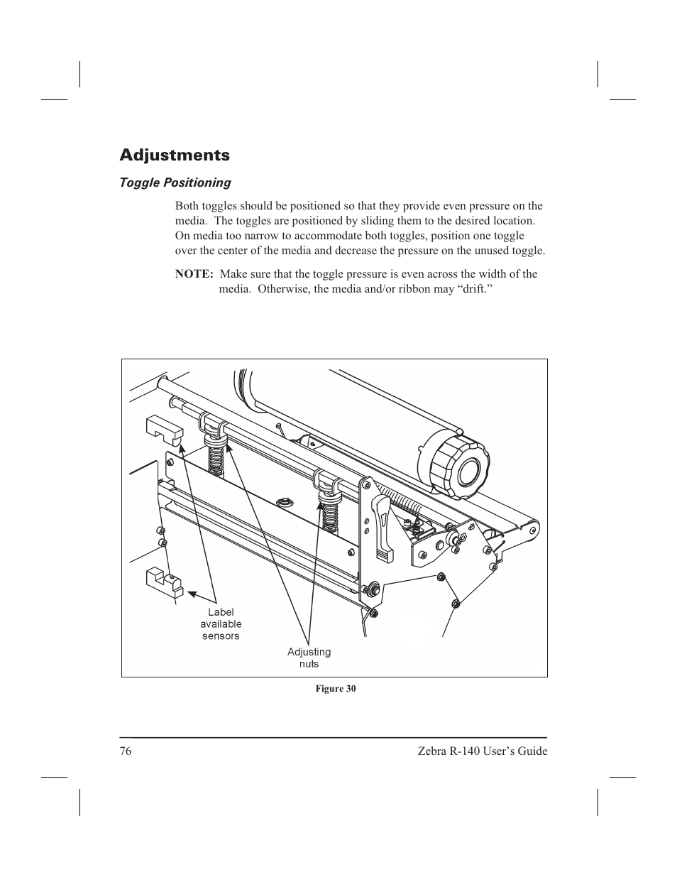 Adjustments | Zebra Technologies R-140 User Manual | Page 85 / 126