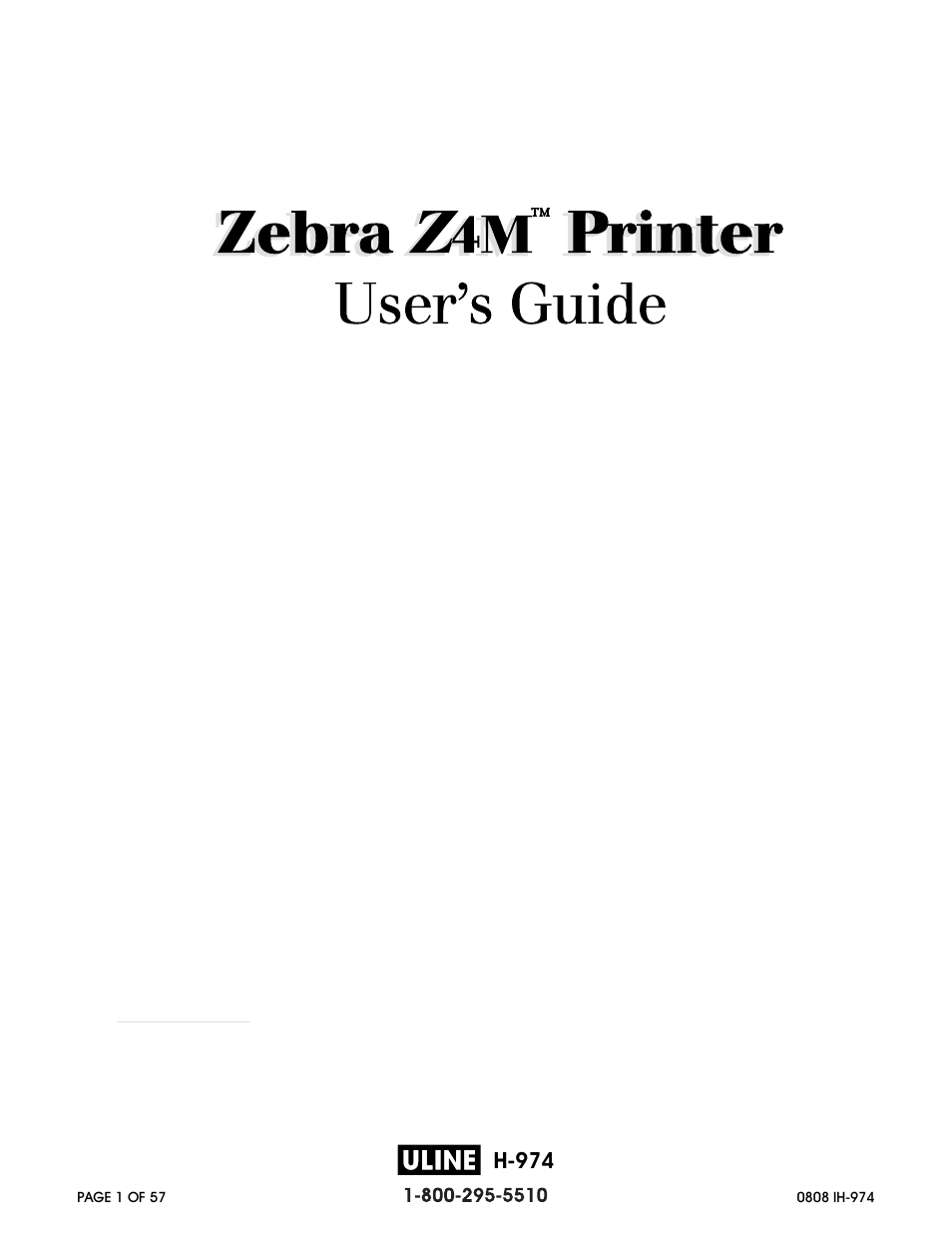 Zebra Technologies ZEBRA Z4M H-974 User Manual | 57 pages