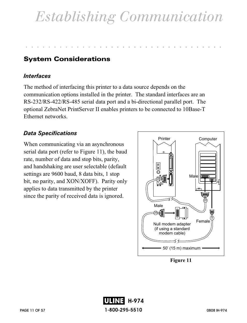 Establishing communication, System considerations, H-974 | Zebra Technologies ZEBRA Z4M H-974 User Manual | Page 11 / 57