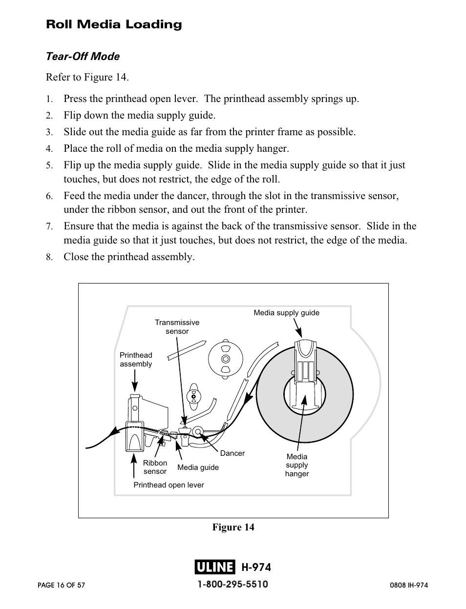 Roll media loading, Zebra z 4m printer user’s guide 23 | Zebra Technologies ZEBRA Z4M H-974 User Manual | Page 16 / 57