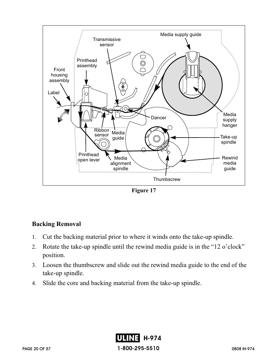 H-974, Backing removal | Zebra Technologies ZEBRA Z4M H-974 User Manual | Page 20 / 57