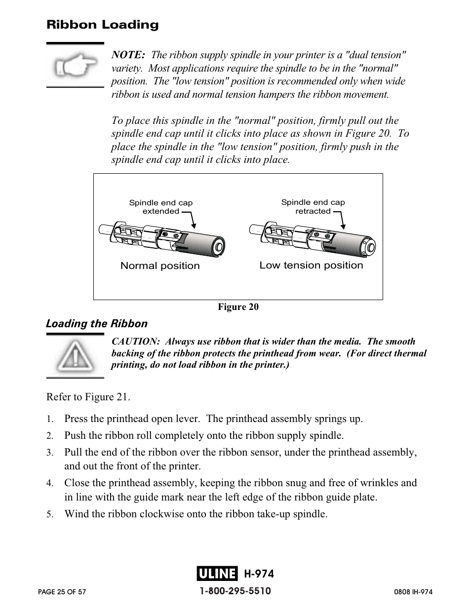 Ribbon loading | Zebra Technologies ZEBRA Z4M H-974 User Manual | Page 25 / 57