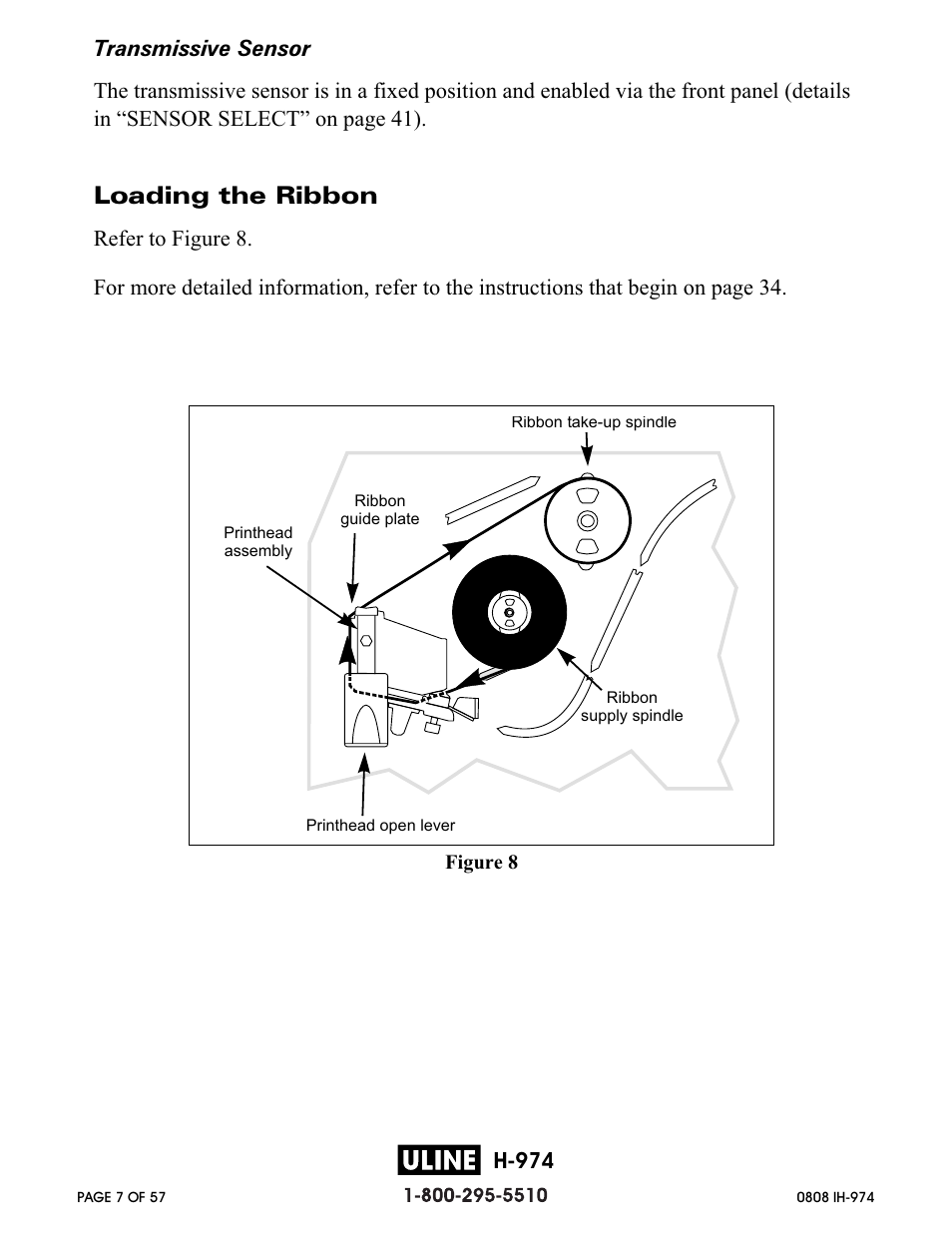 Loading the ribbon | Zebra Technologies ZEBRA Z4M H-974 User Manual | Page 7 / 57