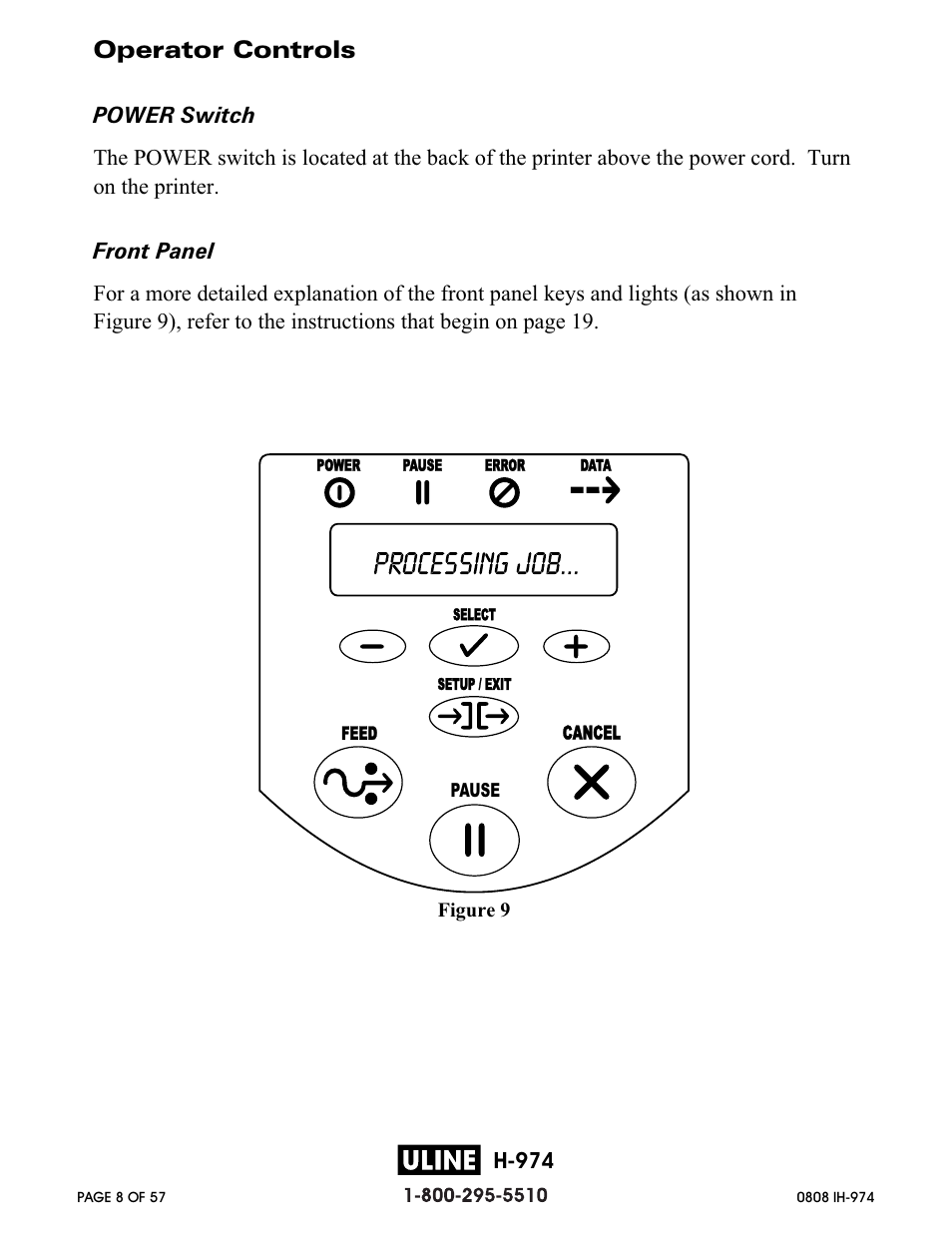 Operator controls | Zebra Technologies ZEBRA Z4M H-974 User Manual | Page 8 / 57
