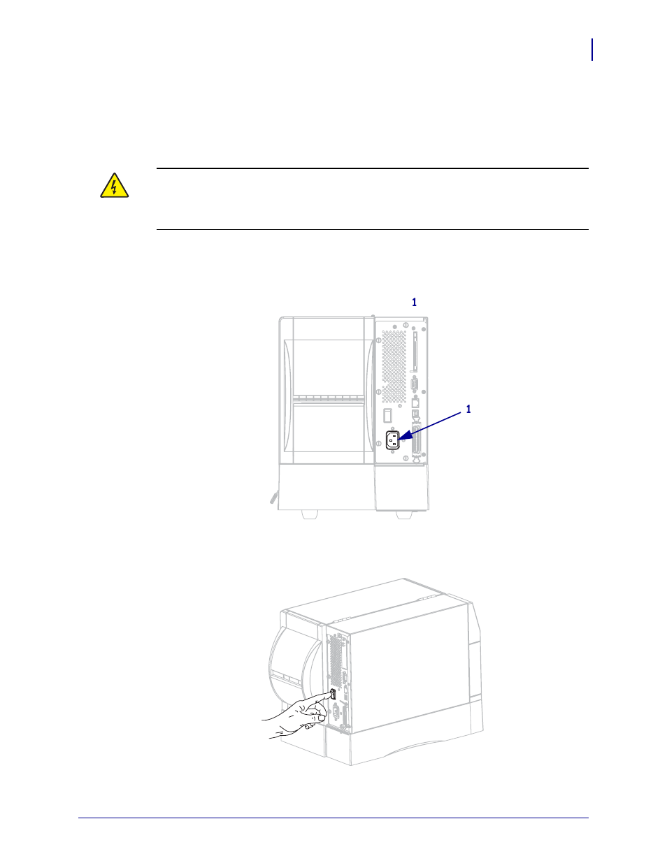 Connect the printer to a power source | Zebra ZM400 User Manual | Page 31 / 146