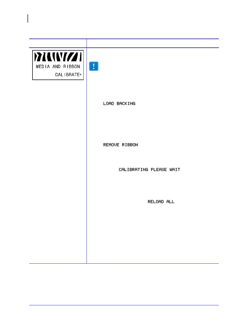 Calibrate | Zebra ZM400 User Manual | Page 82 / 146