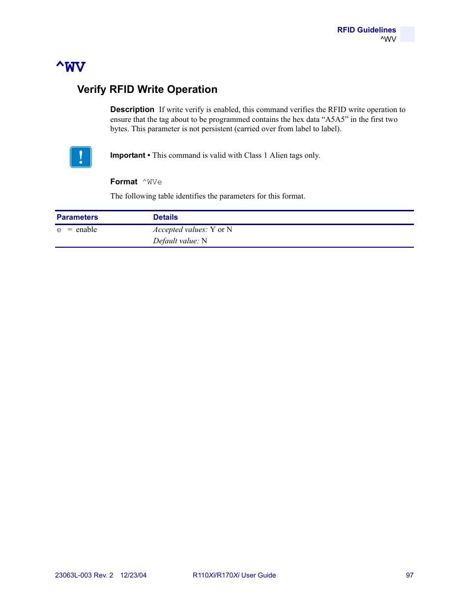 Verify rfid write operation | Zebra Technologies R170XiTM User Manual | Page 109 / 184