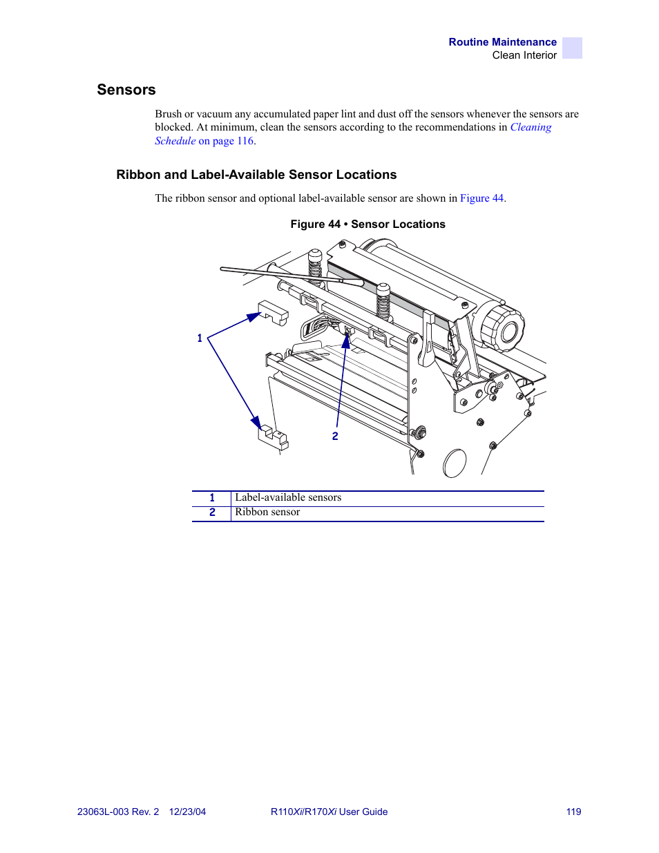 Sensors | Zebra Technologies R170XiTM User Manual | Page 131 / 184