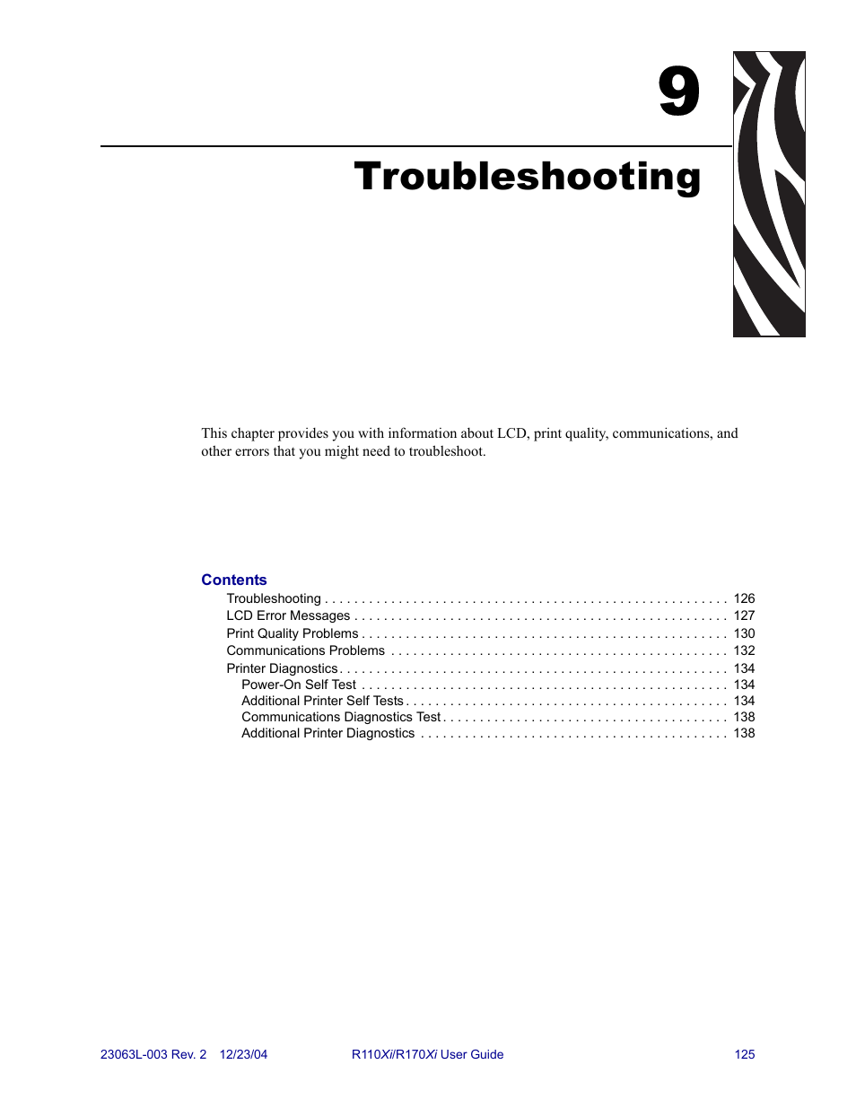 Troubleshooting, 9 • troubleshooting | Zebra Technologies R170XiTM User Manual | Page 137 / 184
