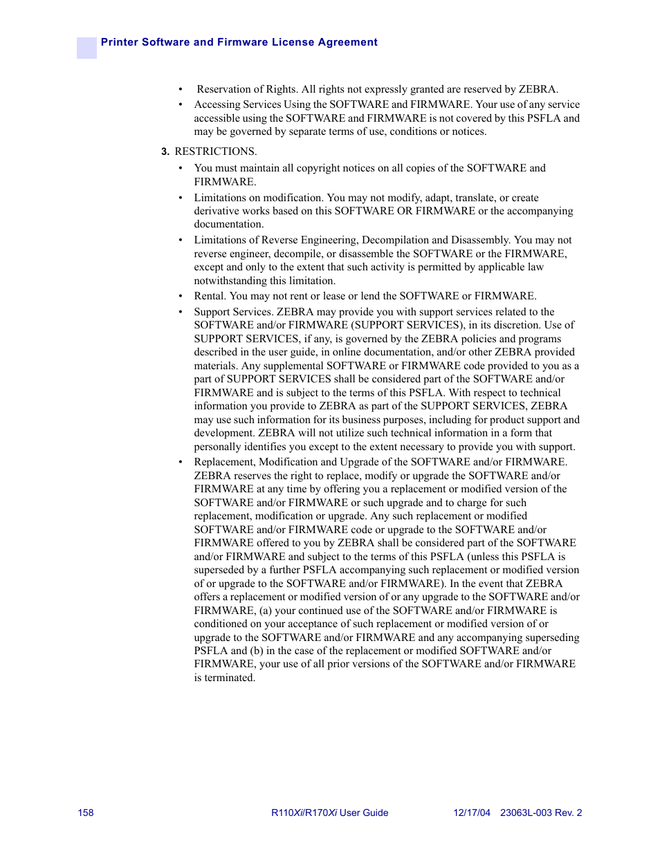 Zebra Technologies R170XiTM User Manual | Page 170 / 184