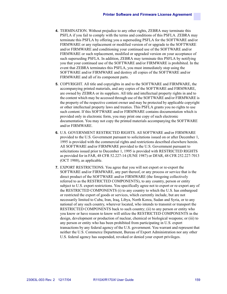 Zebra Technologies R170XiTM User Manual | Page 171 / 184